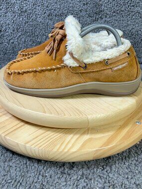 Orthofeet Capri Moccasin Slippers Womens Size 9.5 Wide Suede Fleece Lined Shoes